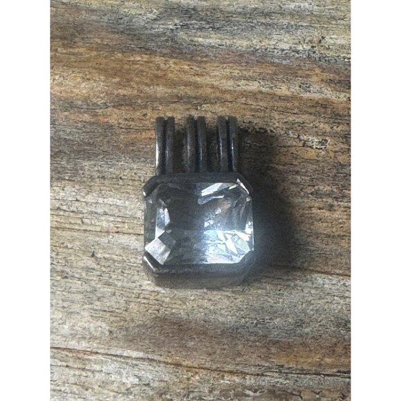 Vintage Sterling Silver And Clear Gemstone Pendant Rectangular Cut - Picture 7 of 7